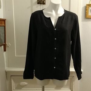 Cotton Connection black linen blouse Sz M
